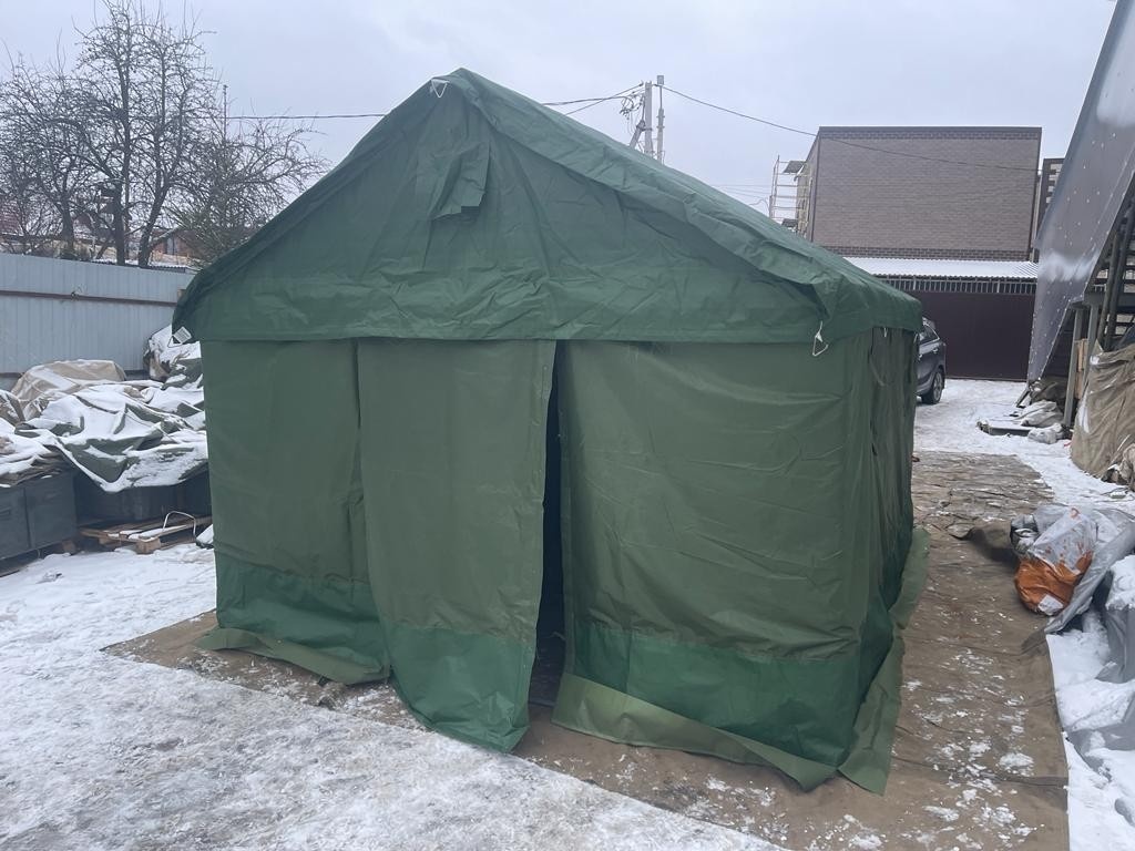Палатка Каркасная утепленная зеленого цвета 3х4